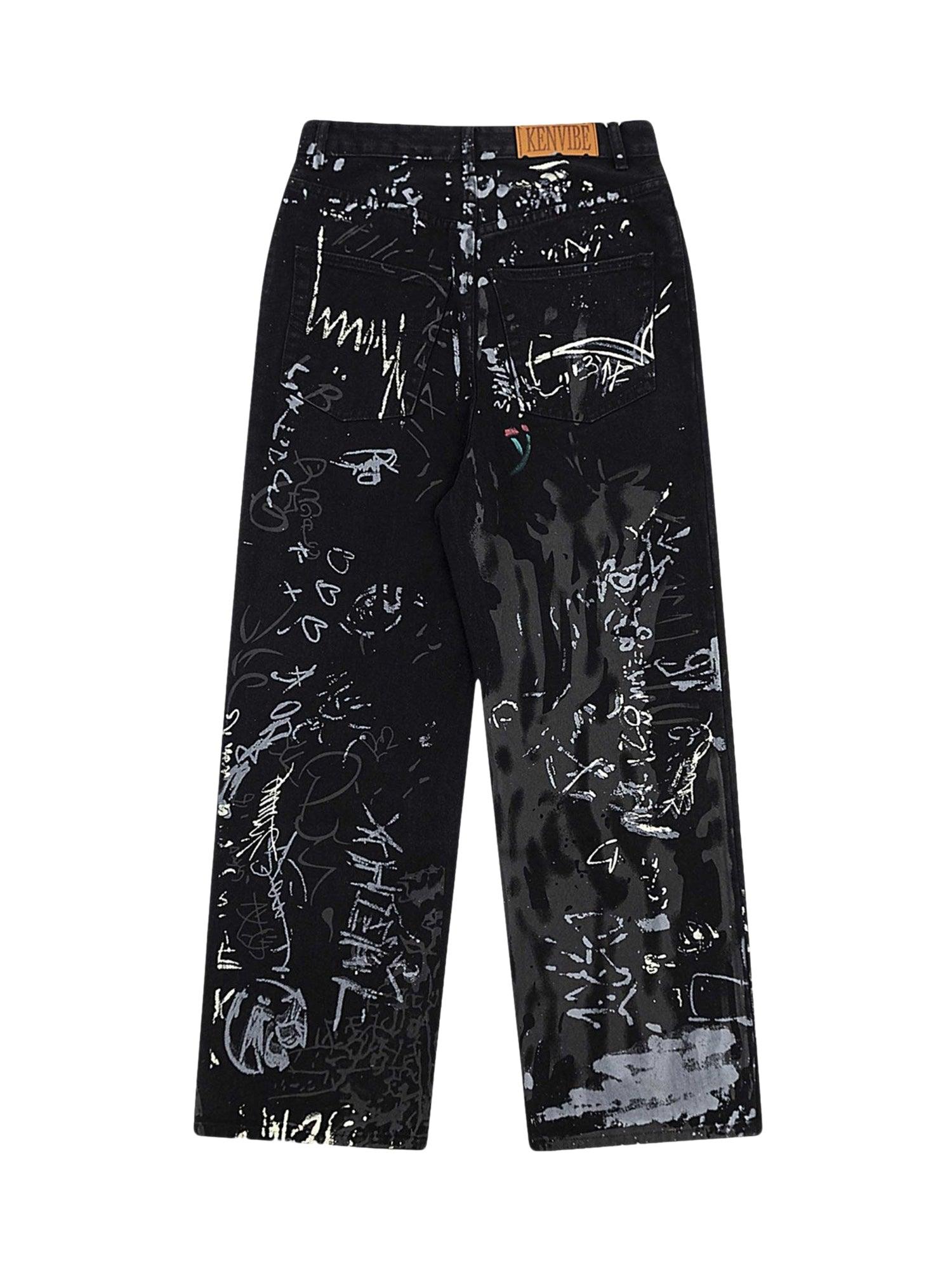 Tntwear American Graffiti Letter Print Jeans - 1914 - tntwear1