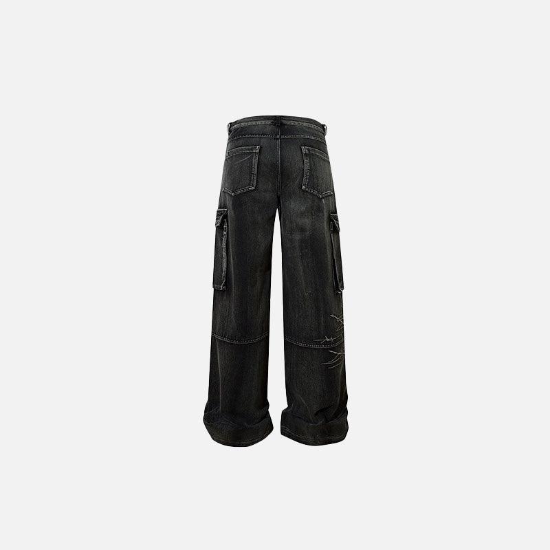 Graffiti Patch Cargo Denim Pants - tntwear1