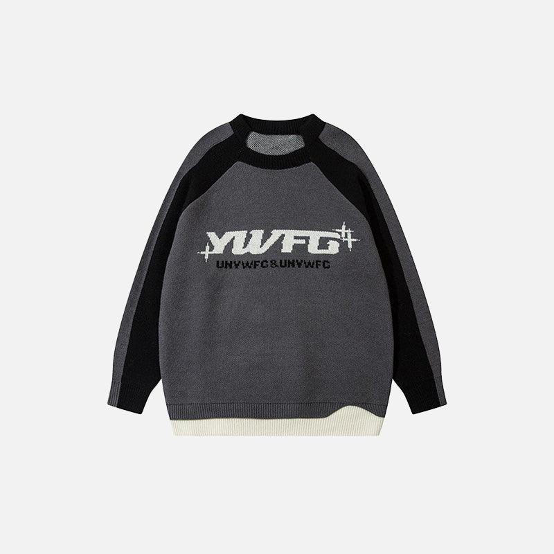 Y2k Vintage Color Contrast Sweater - tntwear1