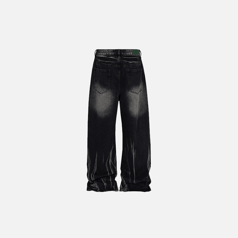 Laser Texture Straight Denim Pants - tntwear1