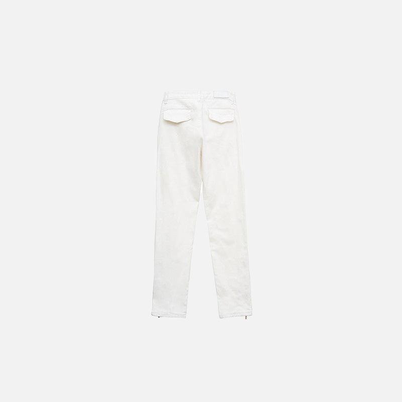 White High-Waisted Buttoned Jeans - tntwear1