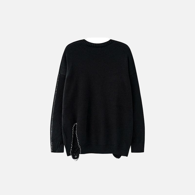 Ripped White Stitches Sweater - tntwear1