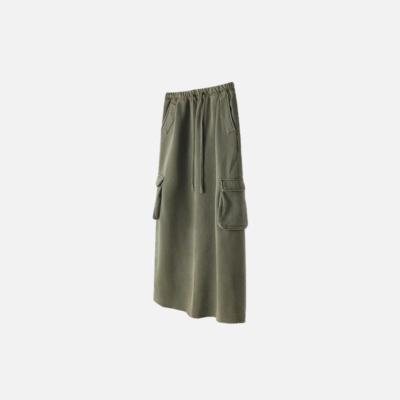 Women's Retro Loose Slit Pockets Skirt - tntwear1