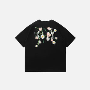 Flower Print Loose T-shirt - tntwear1