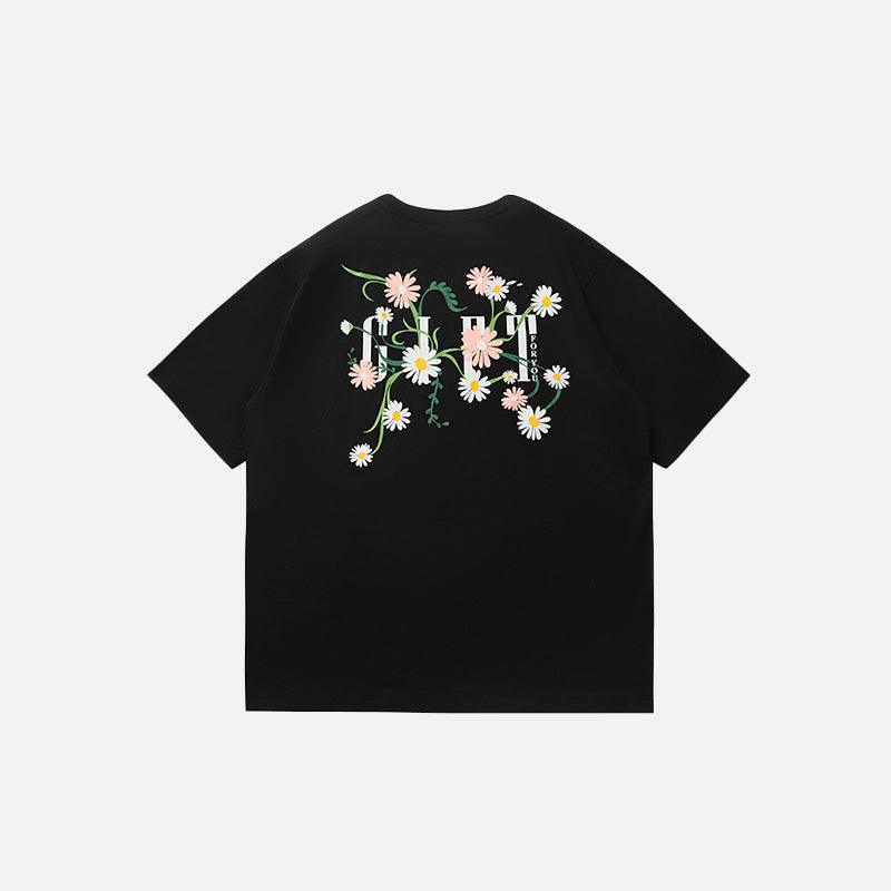 Flower Print Loose T-shirt - tntwear1