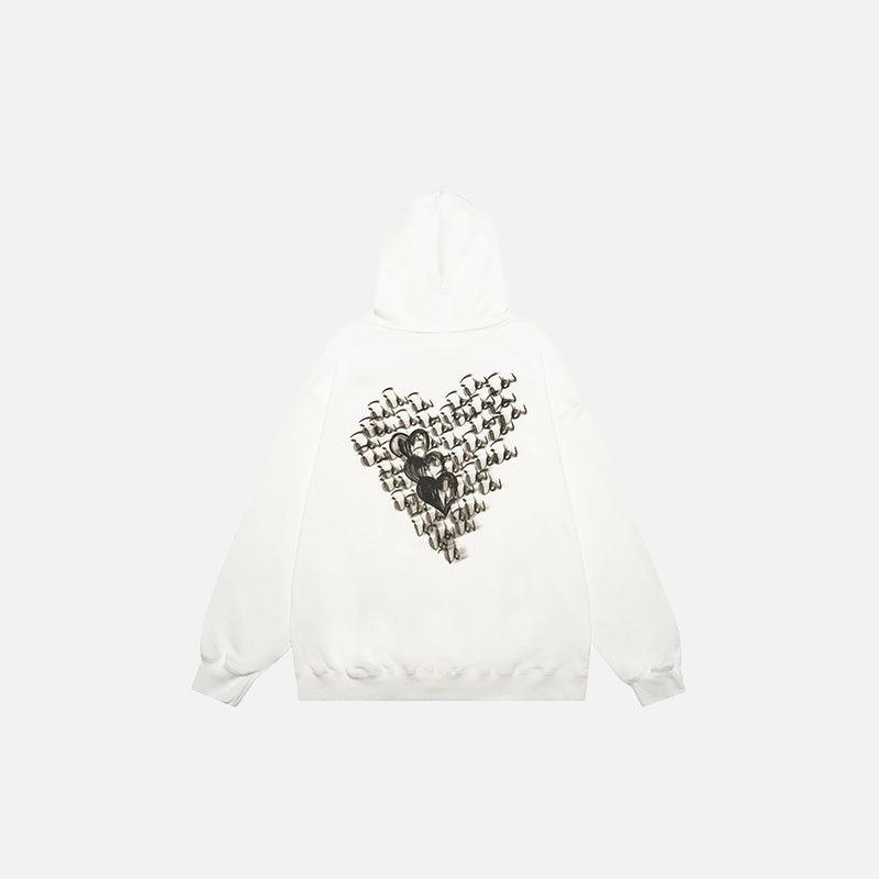 Loose Cursive Love Heart Hoodie - tntwear1