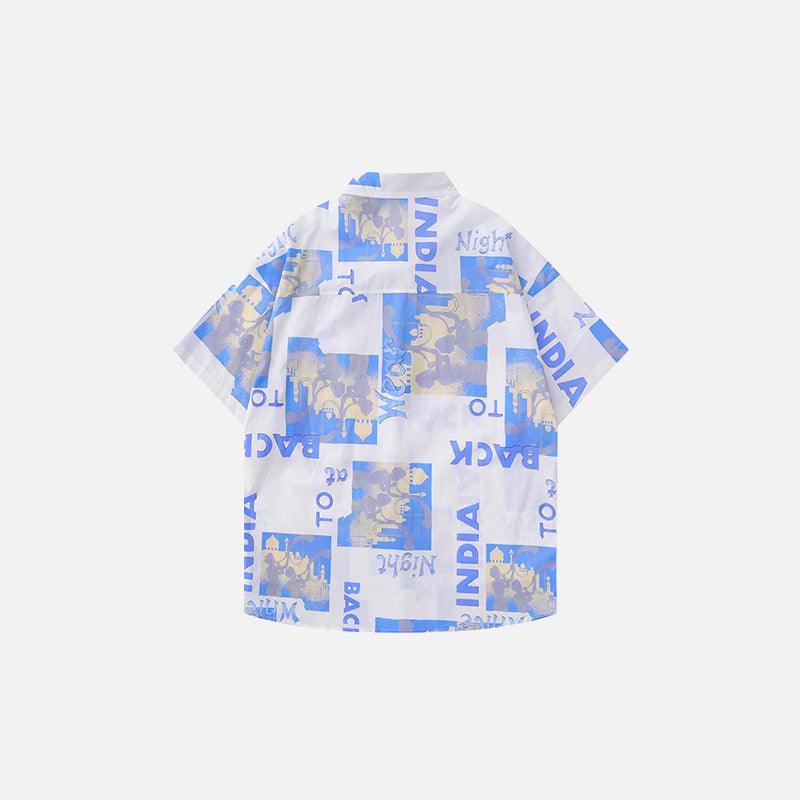 India Collage Print Button-Up Shirt - tntwear1