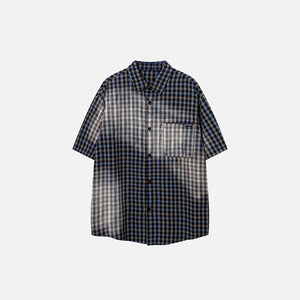 Plaid Polo Loose Shirt - tntwear1