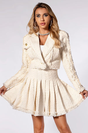 Naama White Pleat Mini Tweed Set