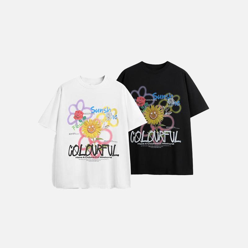 Loose Graffiti Sunflower T-shirt - tntwear1