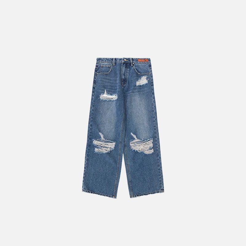 Loose Denim Ripped Washed Jeans - tntwear1