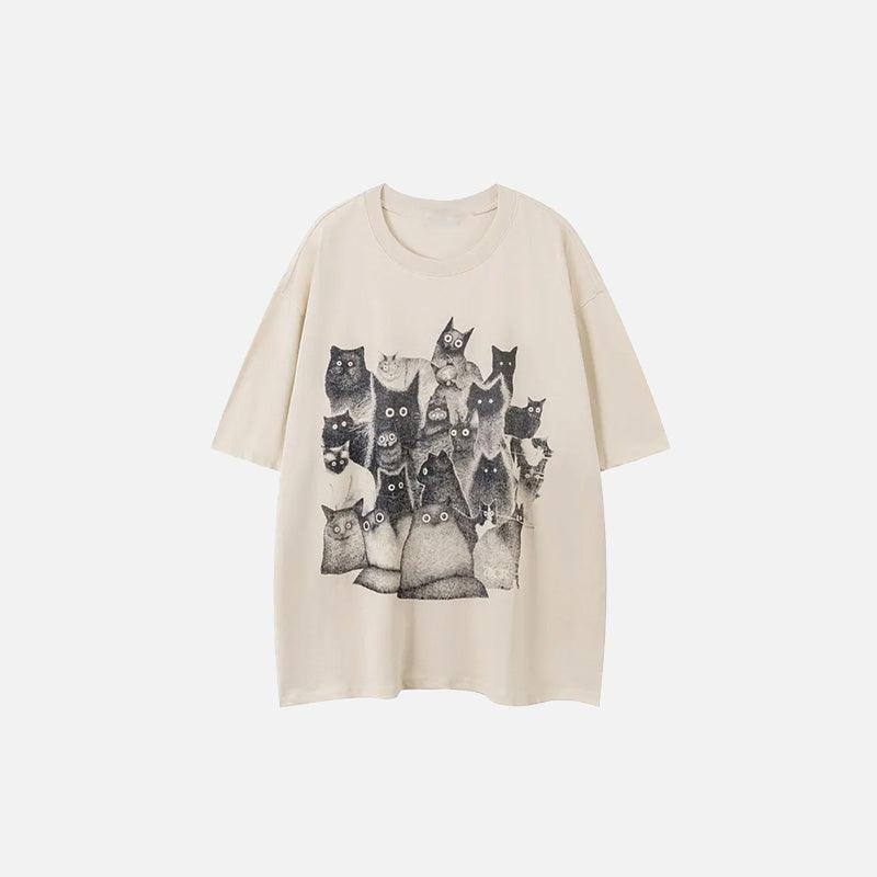 Staring Cats Graphic Loose T-shirt - tntwear1