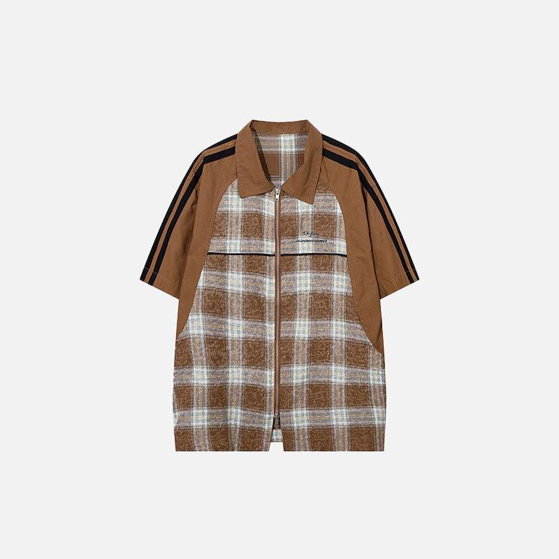 Patchwork Plaid Splicing Color Shirt - tntwear1