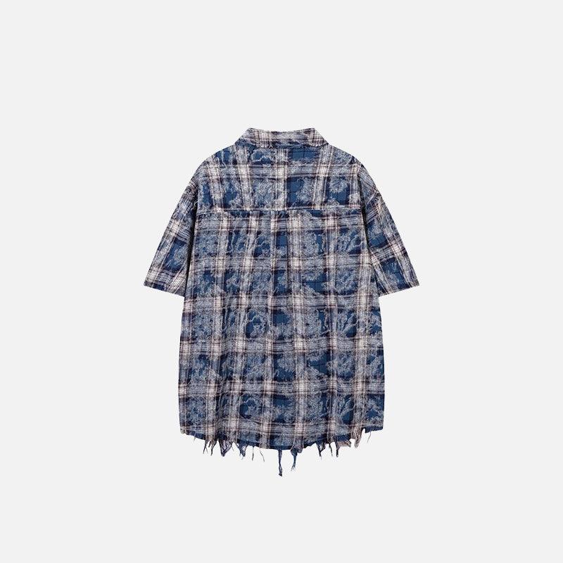 Vintage Plaid Ripped Shirt - tntwear1