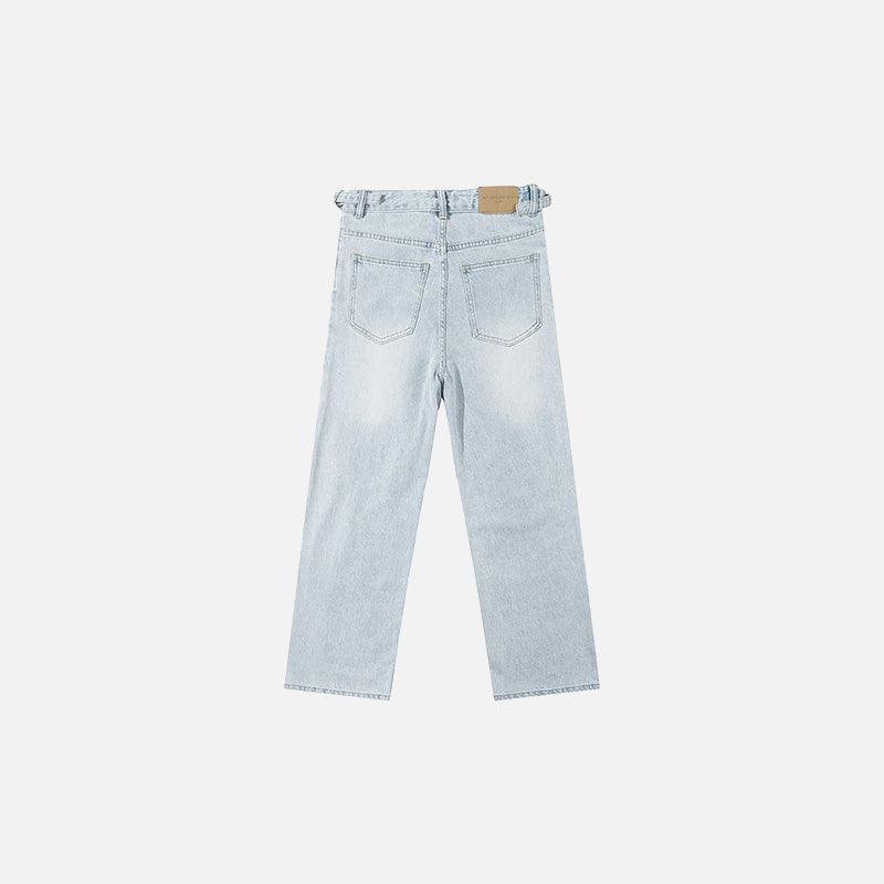 Washed Ripped Straight Denim Jeans - tntwear1