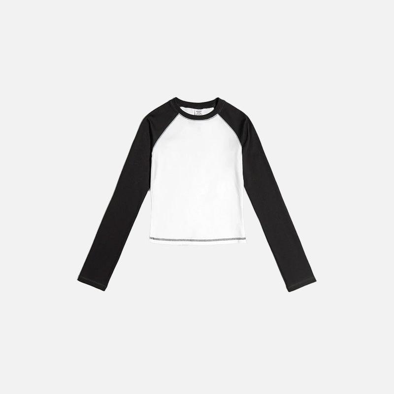 Color Contrast Long Sleeve Women's T-shirt - tntwear1