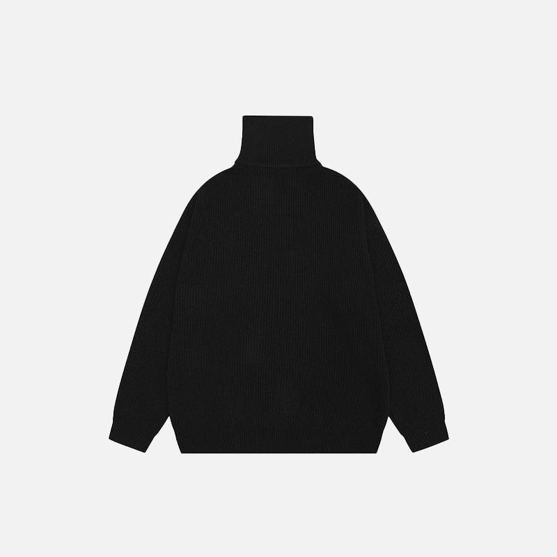 Y2k Letter Embroidery Turtleneck Sweater - tntwear1