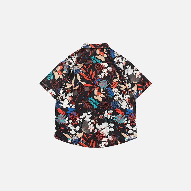 Flower Corduroy Short Sleeve Shirt - tntwear1