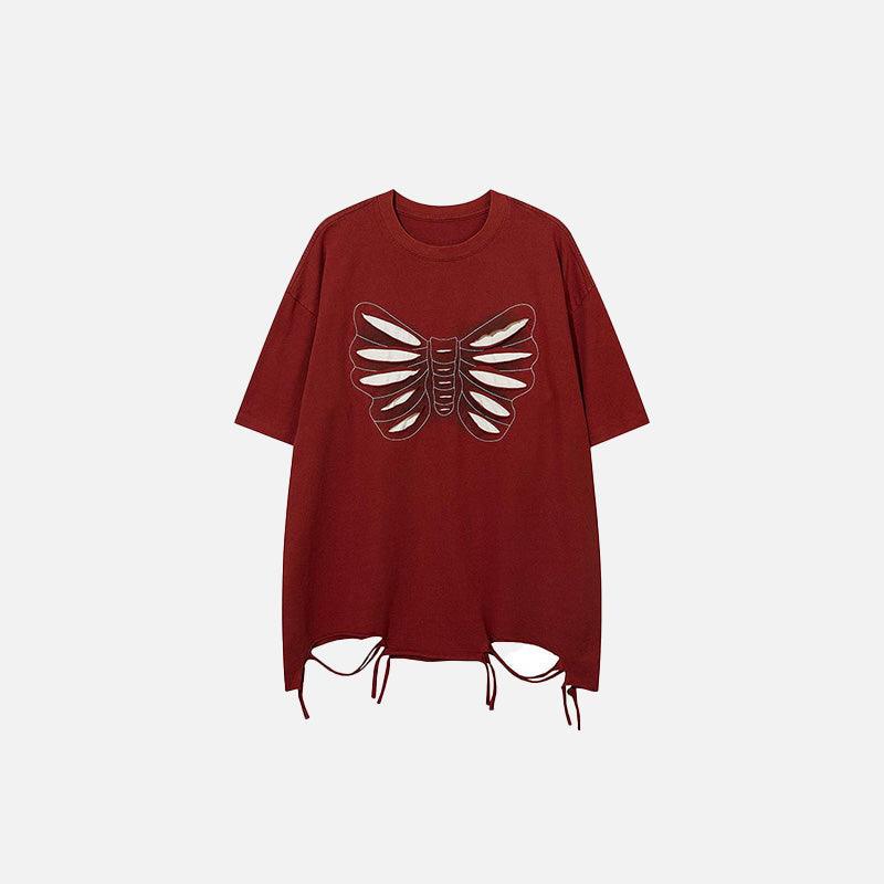 Y2k Loose Butterfly Ripped T-shirt - tntwear1