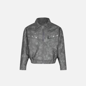 Y2k Loose Stitching Leather Jacket - tntwear1