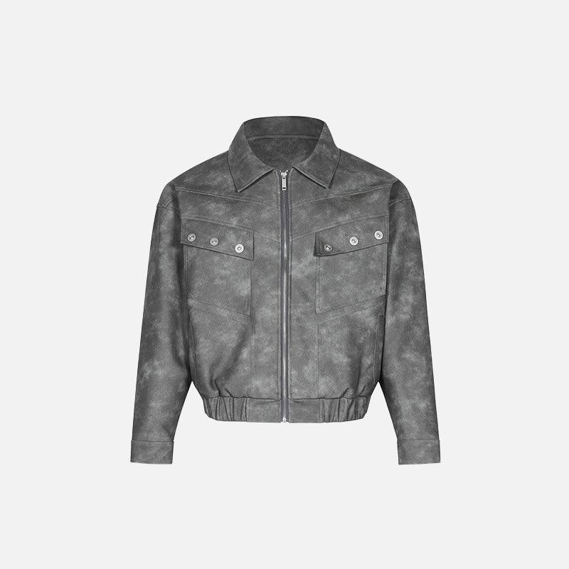 Y2k Loose Stitching Leather Jacket - tntwear1