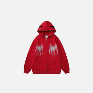 Y2k Gothic Web Zip-Up Hoodie - tntwear1