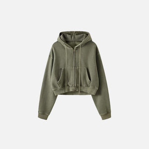 Women's Fleece Zip-up Cropped Hoodie - tntwear1