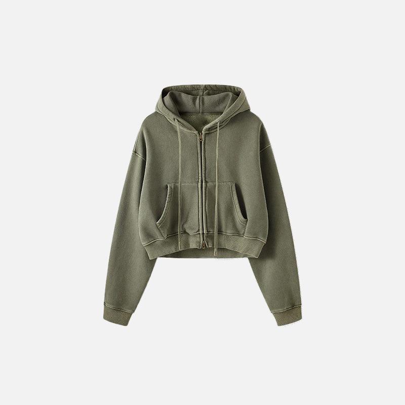 Women's Fleece Zip-up Cropped Hoodie - tntwear1