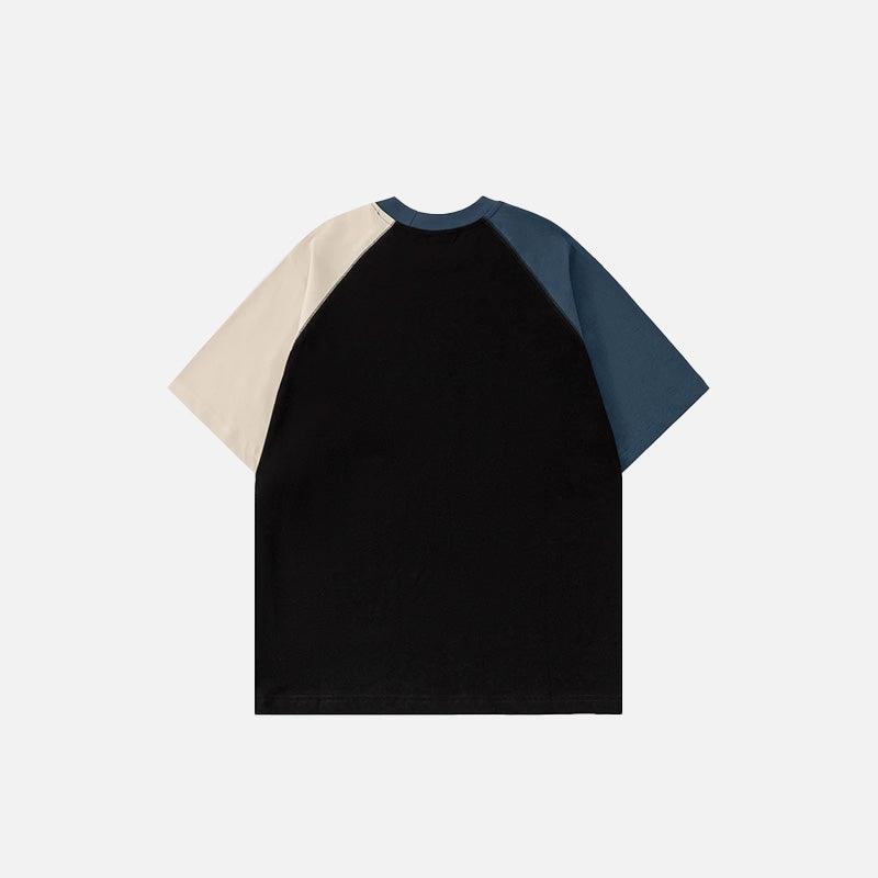 Color Block Retro Patchwork T-shirt - tntwear1