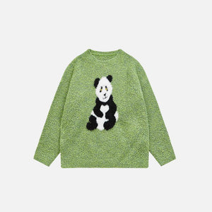 Loose Panda Knitted Fuzzy Sweater - tntwear1