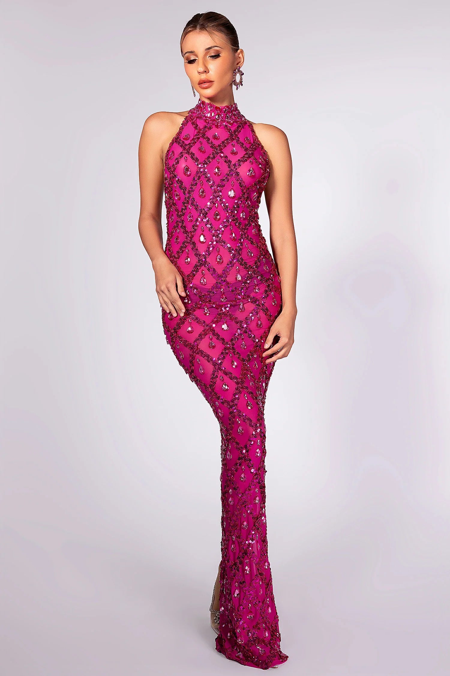 Abrielle Diamante Halter Neck Mermaid Dress