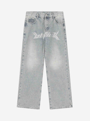 1984 Dark Letter Print Jeans - tntwear1