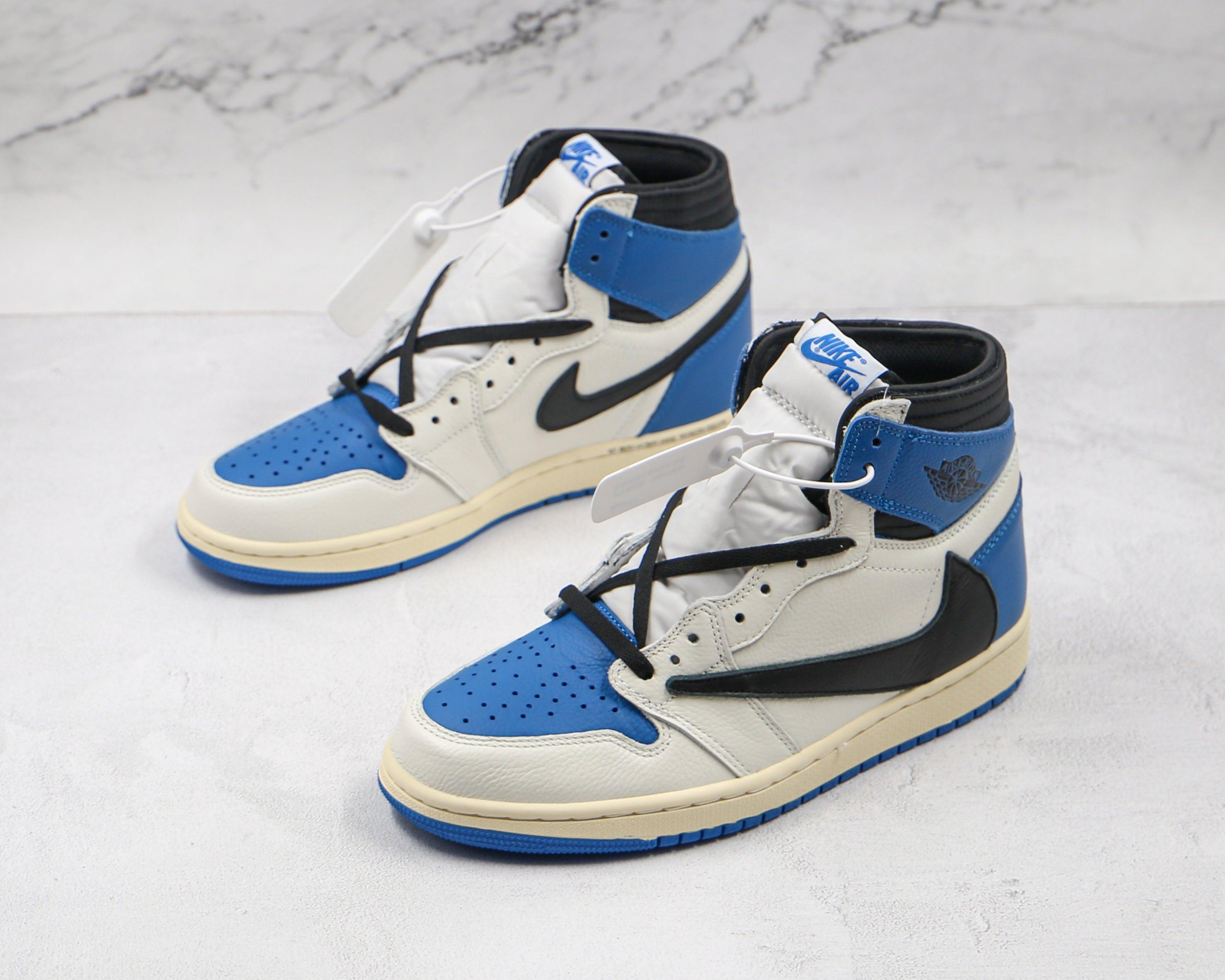 Custom Blue T-Scott x Fragment x Air Jordan 1 High Q ( Customs And Box ), Jordan 1 Sneakers Active - tntwear1