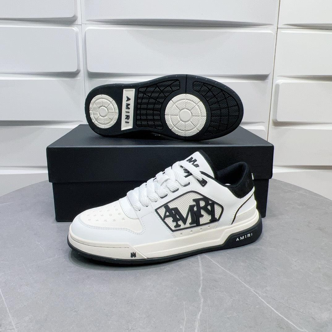 AMR Classic Low White and Black Sneakers-126 - tntwear1