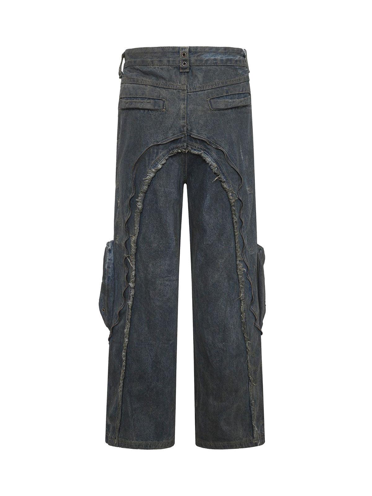 Tntwear Wasteland Style Washed Straight Leg Jeans - tntwear1