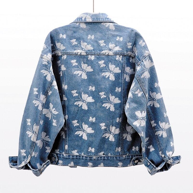 Spring Korean Fashion Butterfly Print Denim Jacket - tntwear1