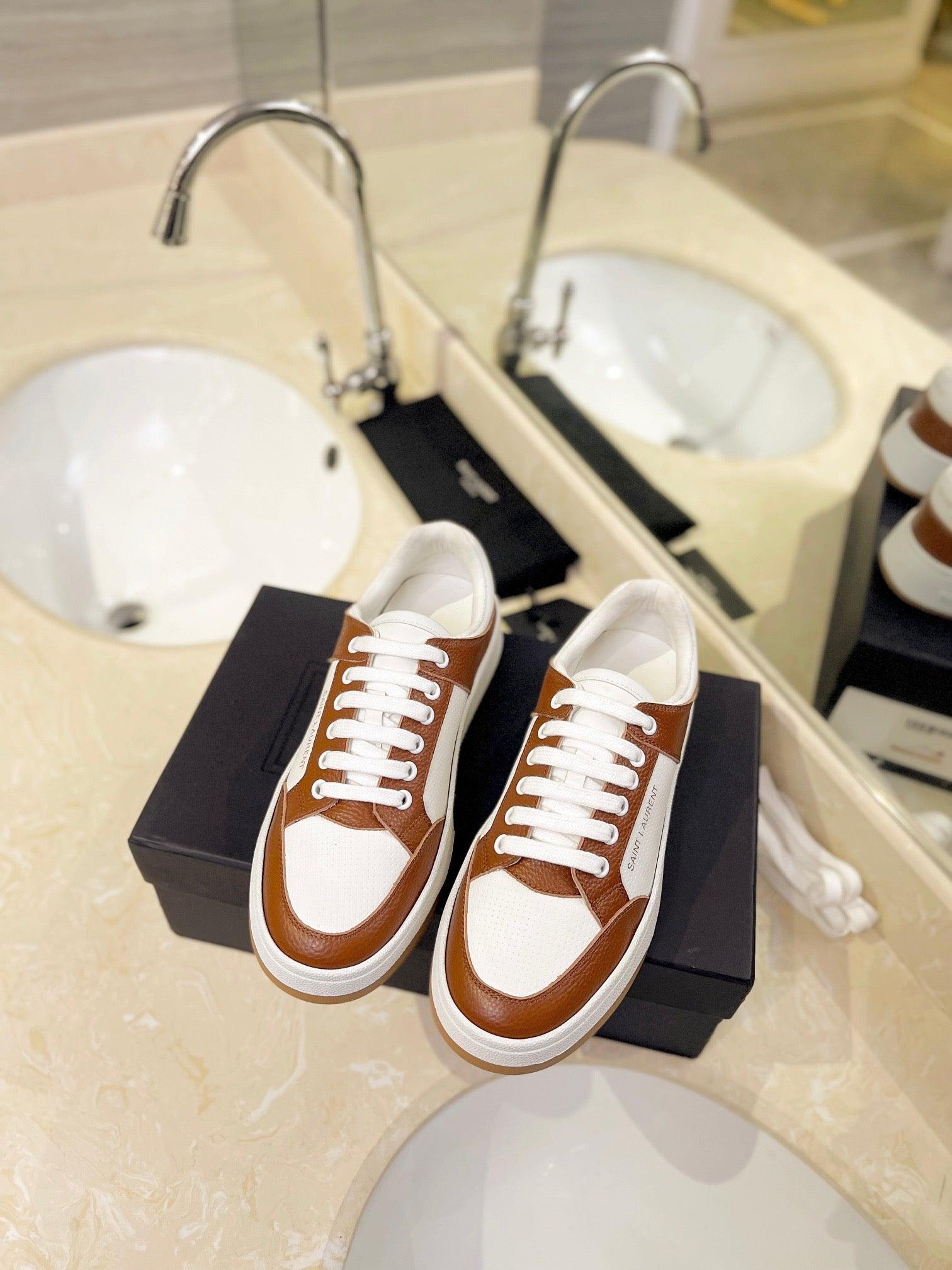 VSL Brown and White Leather Sneakers-166 - tntwear1