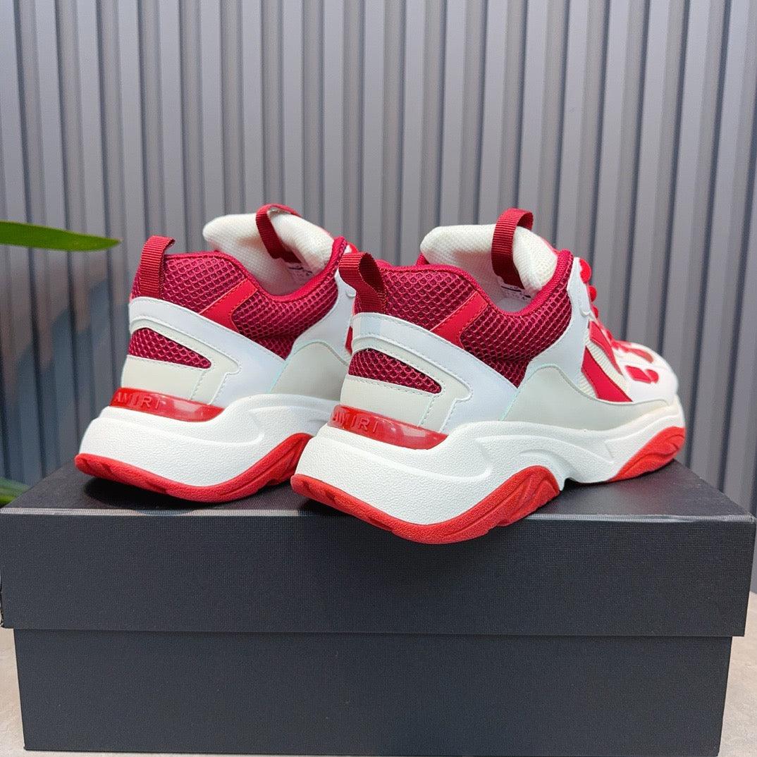 AMR Red and White Bone Runner Sneakers-050 - tntwear1