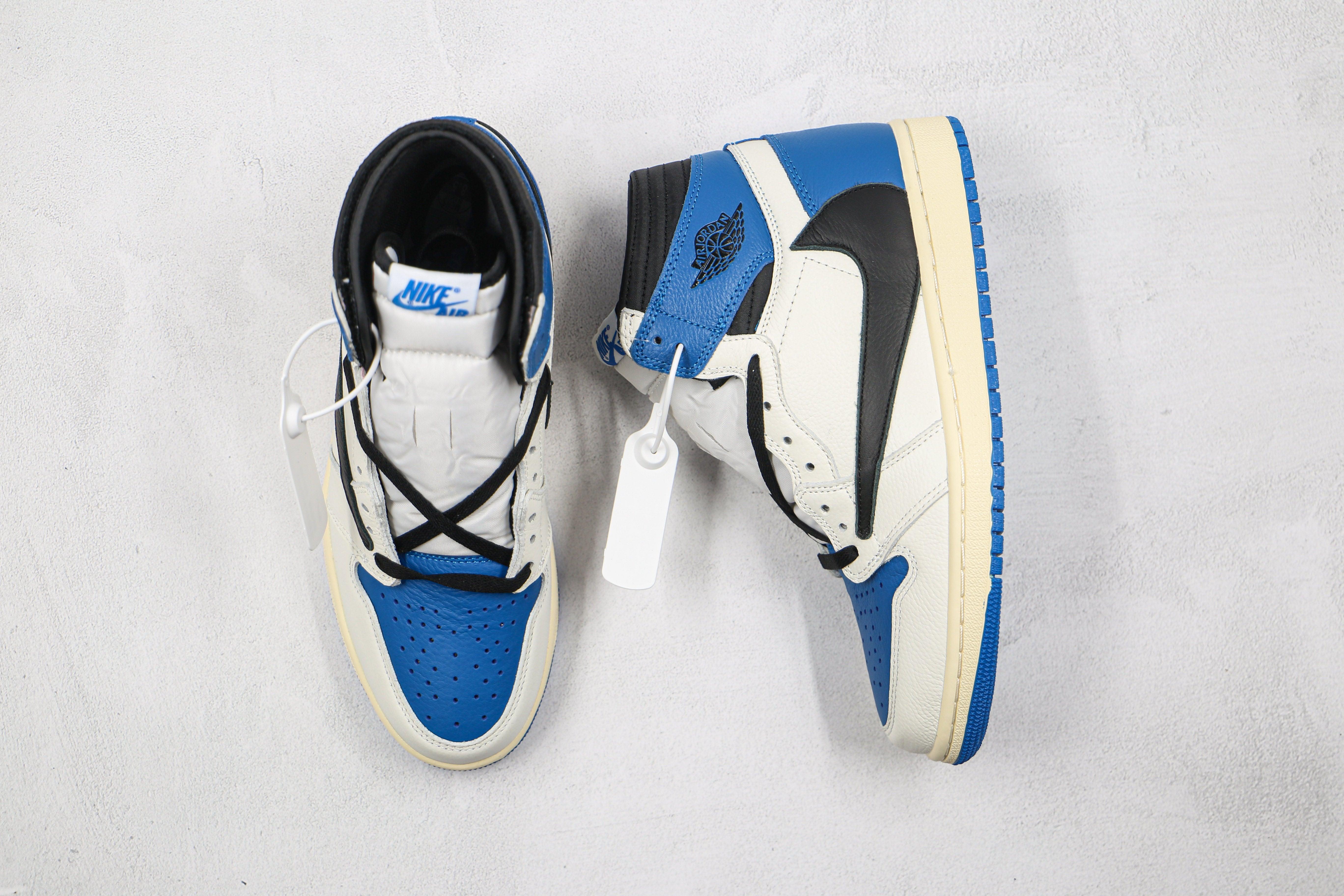 Custom Blue T-Scott x Fragment x Air Jordan 1 High Q ( Customs And Box ), Jordan 1 Sneakers Active - tntwear1