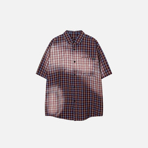 Plaid Polo Loose Shirt - tntwear1