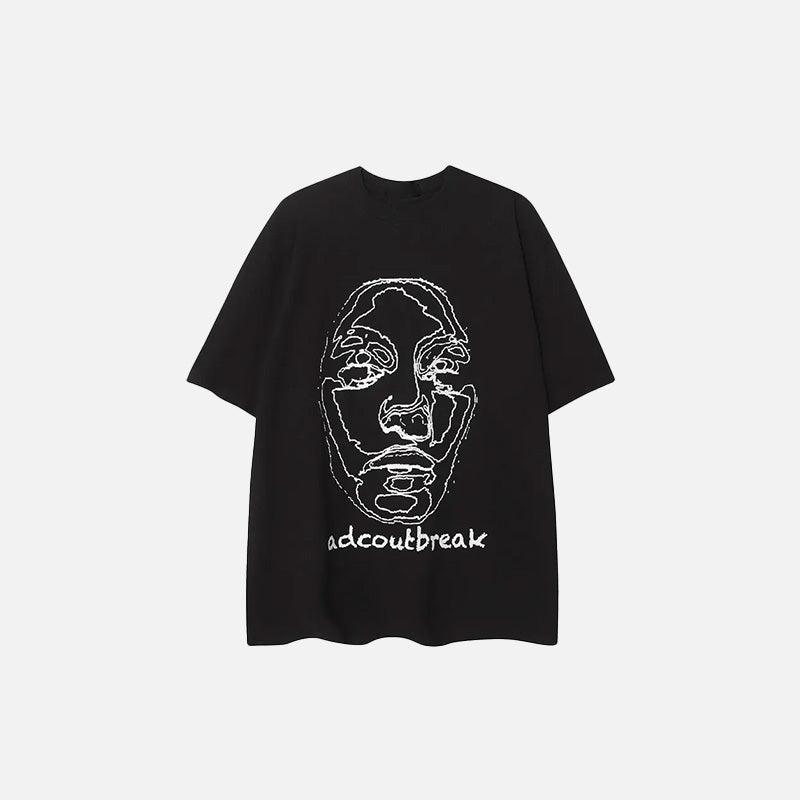 Faded Face Embroidery T-shirt - tntwear1