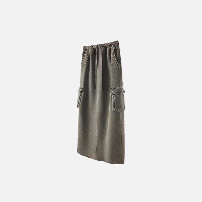 Women's Retro Loose Slit Pockets Skirt - tntwear1