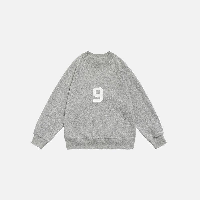 Number 9 Embroidered Sweatshirt - tntwear1