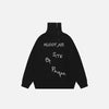 Y2k Letter Embroidery Turtleneck Sweater - tntwear1