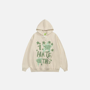 "I Hate This" Letter Print Hoodie - tntwear1