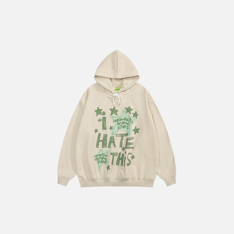 "I Hate This" Letter Print Hoodie - tntwear1