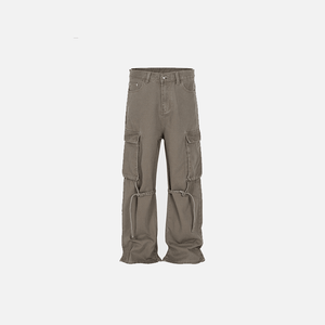 Irregular Washed Pleated Jeans - tntwear1