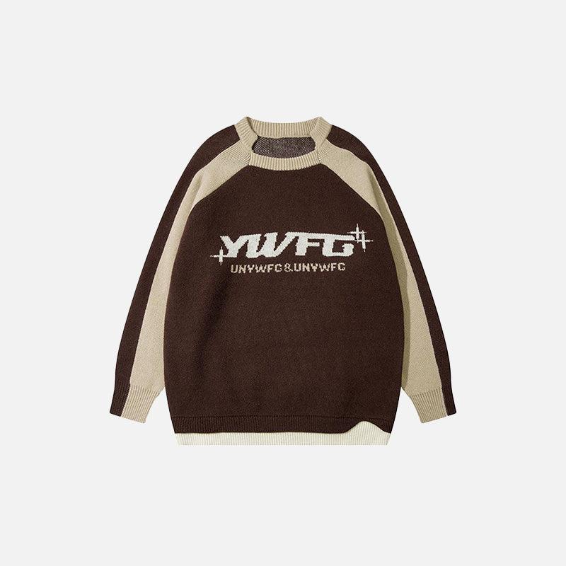 Y2k Vintage Color Contrast Sweater - tntwear1