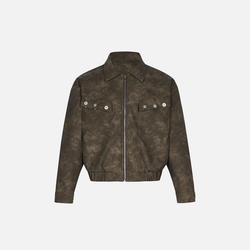 Y2k Loose Stitching Leather Jacket - tntwear1