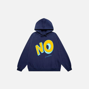 "No" Letter Print Loose Hoodie - tntwear1